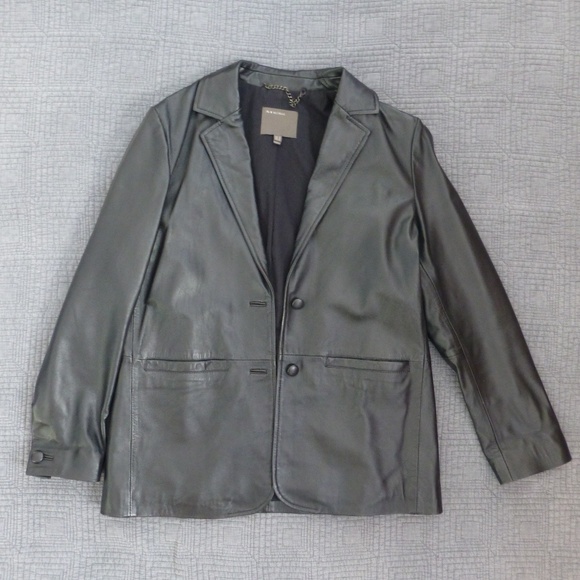 Oversized Black Lamb Leather Blazer | Size 4 - Picture 7 of 8